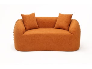 Canapé modulable 2 places 155x90 cm – orange – chenille texturée, 2 coussins inclus, sans montage nécessaire