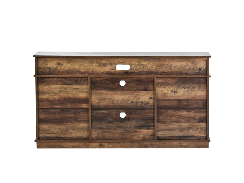  Meuble tv 148x40x78 cm avec 2 portes coulissantes, brun et blanc  - Conforama D