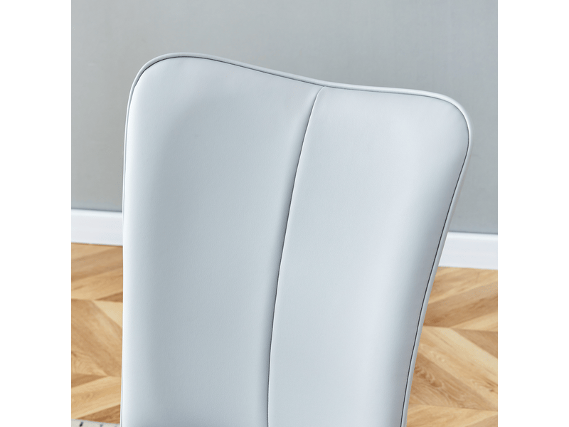  Chaises de salle à manger design 2 pièces gris clair, assise en pu, pieds métal noir, multifonctions pour bureau, restaurant, etc.  - Conforama E