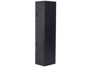 Armoire à casiers à 4 niveaux, casier vestiaire métallique avec 2 portes verrouillables à 2 clés, noir, 38x46x180cm