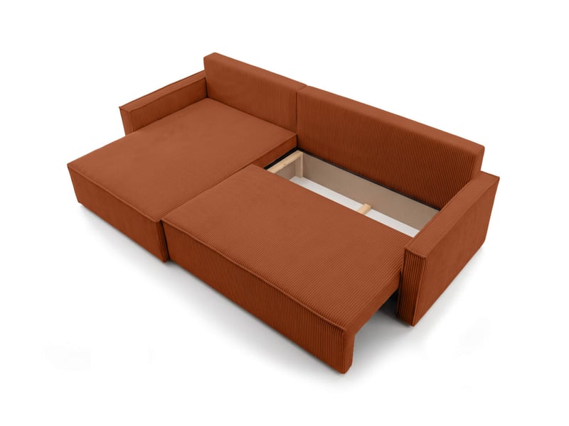  Farah - canapé d'angle max réversible et convertible 5 places accoudoirs slim en velours côtelé  - Conforama D