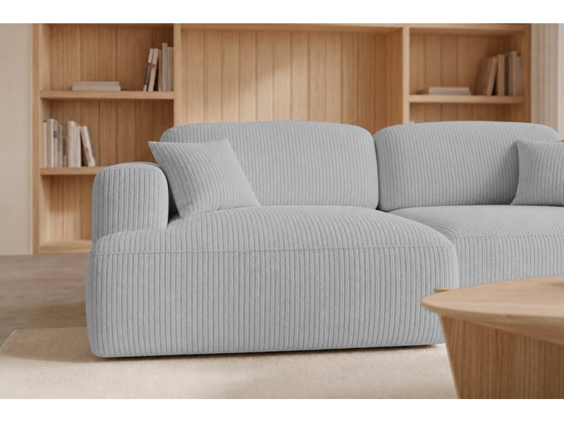  Chiara - canapé d'angle convertible petit velours côtelé 4 places gris clair gauche  - Conforama E