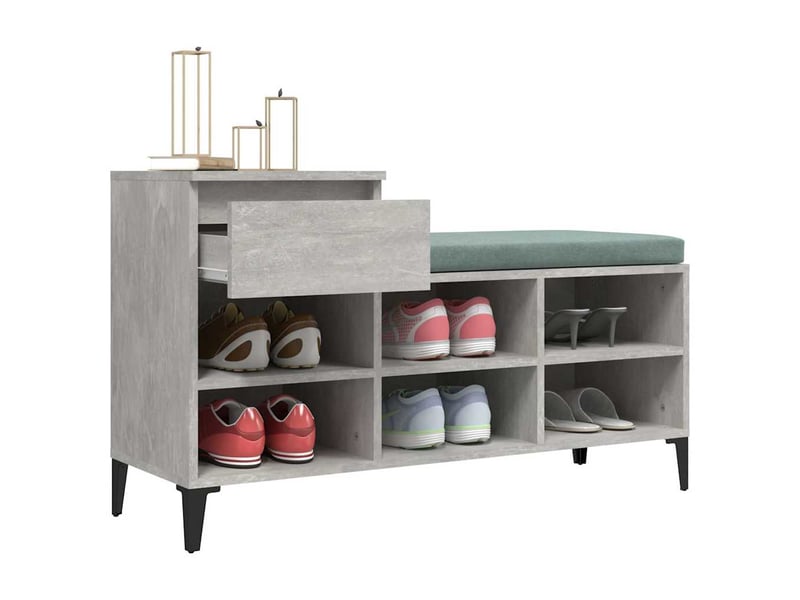 Meuble à chaussure, armoire à chaussures gris béton 102x36x60 cm bois d'ingénierie shl6308  - Conforama E