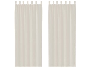 Lot de 2 rideaux en voile, voilages avec passants crème cf44444