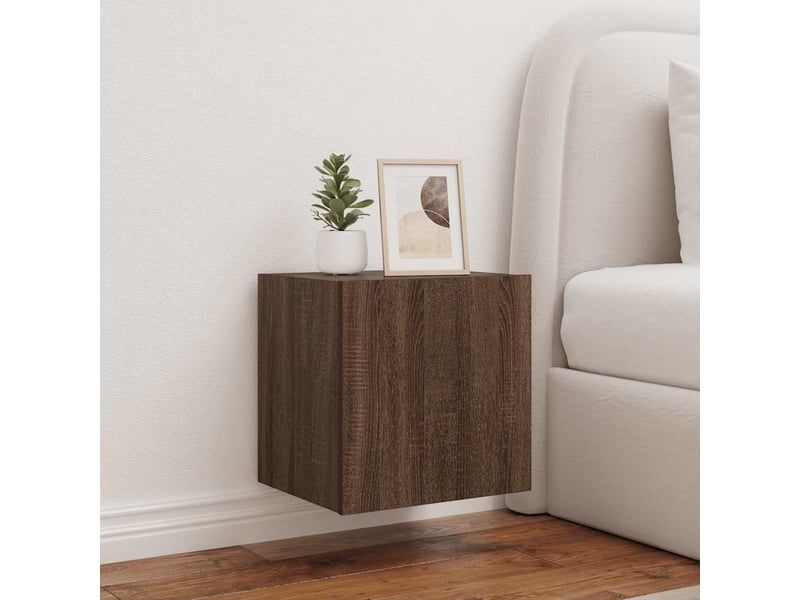 Lot de 2 meuble tv mural avec lumières led chêne marron 40,5x35x40 cm  - Conforama B