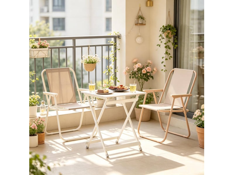 Table de jardin pliante extérieure en aluminium argenté 47x50,5x59,5 cm - Conforama E
