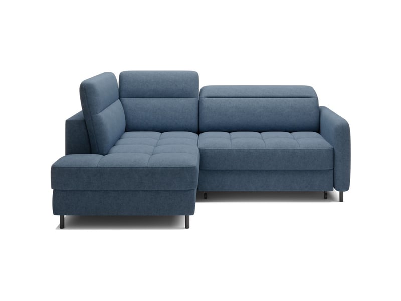  Canapé d'angle gauche convertible barnea 208 cm bleu marine chiné avec rangement  - Conforama A