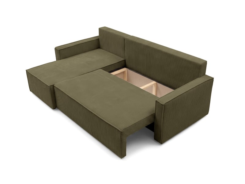  Farah - canapé d'angle reversible convertible 4 places accoudoirs slim velours cotelé  - Conforama D