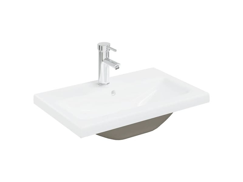 Meuble de lavabo avec bassin et robinet intégrés vieux bois shl8478 - Conforama D