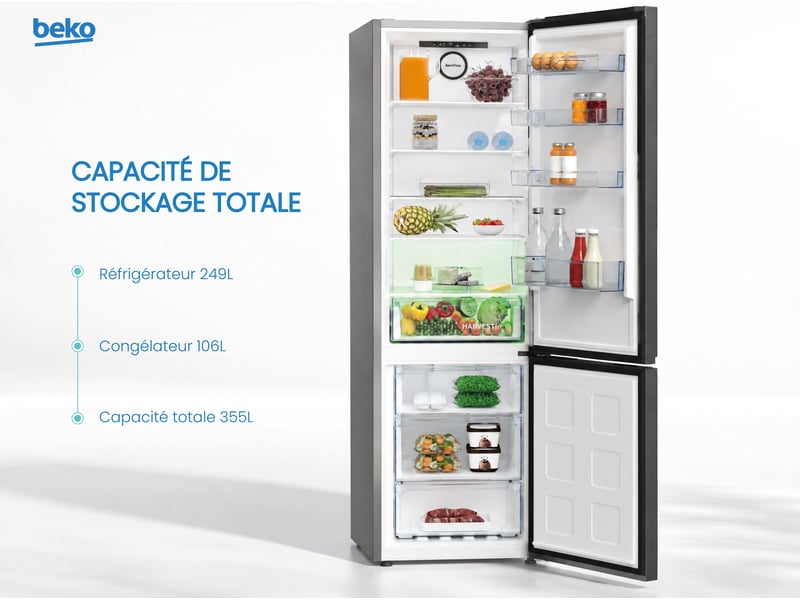 Réfrigérateur combiné (congélateur en bas) BEKO B5RCNE406HXBR - Conforama B