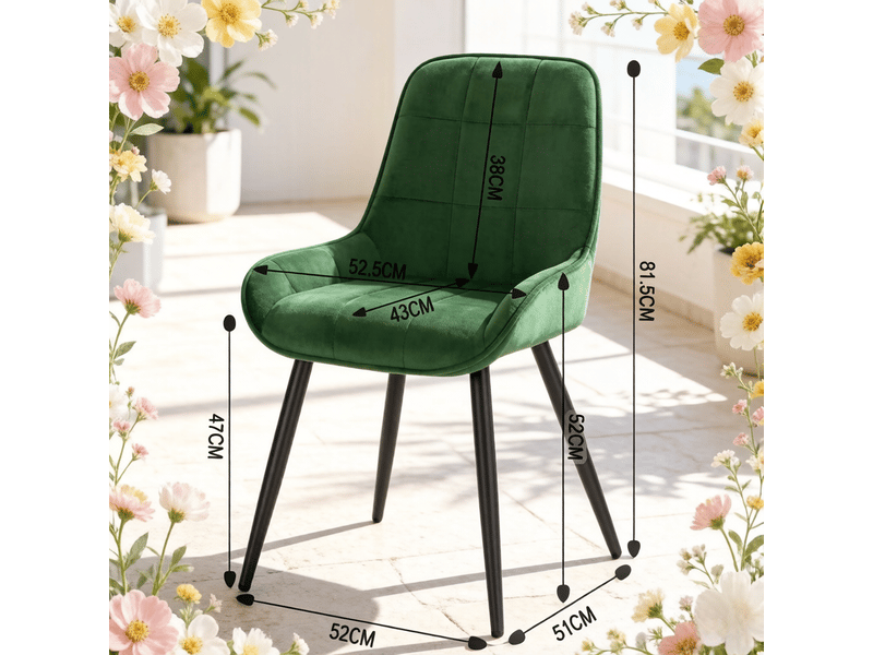 Lot de 4 chaises de salle à manger,avec pieds métal,velours,vert foncé - Conforama C
