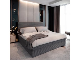 Lit avec rangement 180x200 cm <strong>MASSENO</strong>  <strong></strong> coloris gris