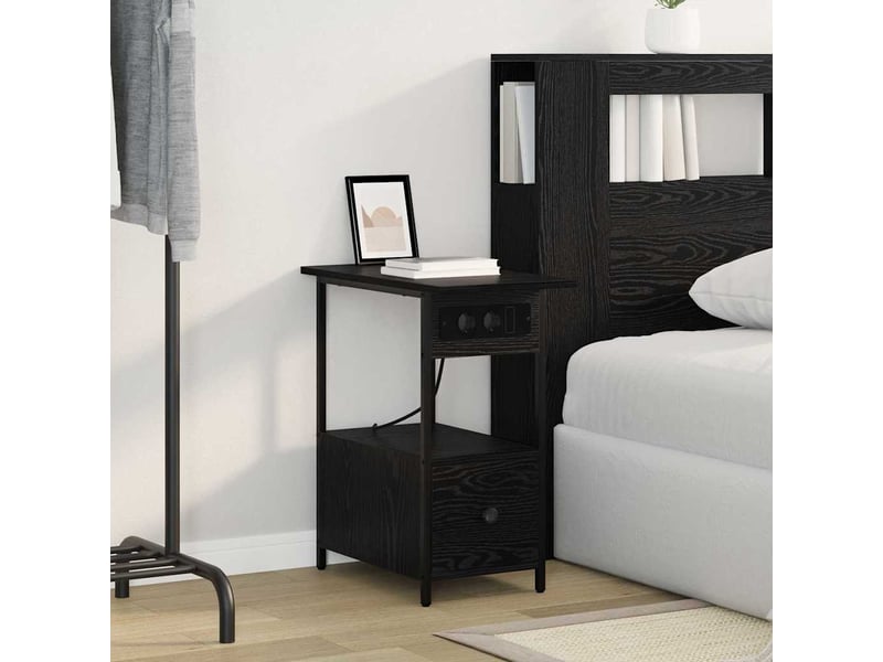  Table de chevet - cabinet de chevet - table de nuit chêne noir 60 x 30 x 61 cm bois d'ingénierie  - Conforama C