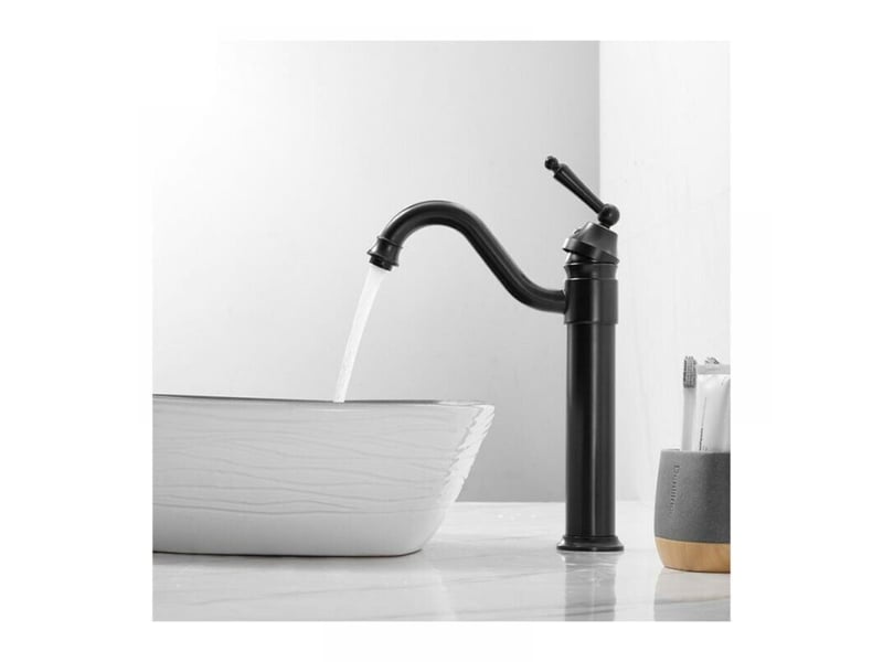  Robinet de lavabo haut noir mat - avec bonde - noir mat PB313833 - Conforama B
