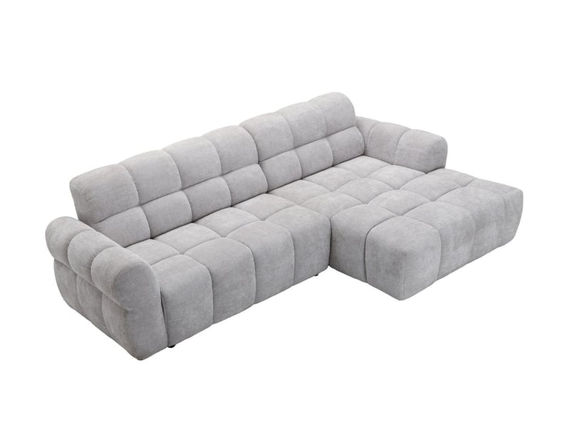 Canapé d'angle fixe en velours texturé gris clair jarod - angle droit GB613AR-3M-GRICL - Conforama D