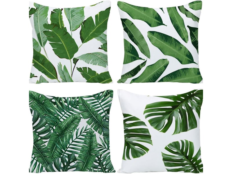  Lot de 4 housse de coussin 45 x 45 cm feuilles tropical vert polyester lin décoratif taie d'oreiller pour canapé lits chaises voiture salon Home cushion cover - Conforama A