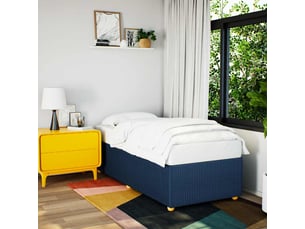 Lit adulte, lit simple, cadre de lit sans matelas bleu 100x200cm tissu cf12069