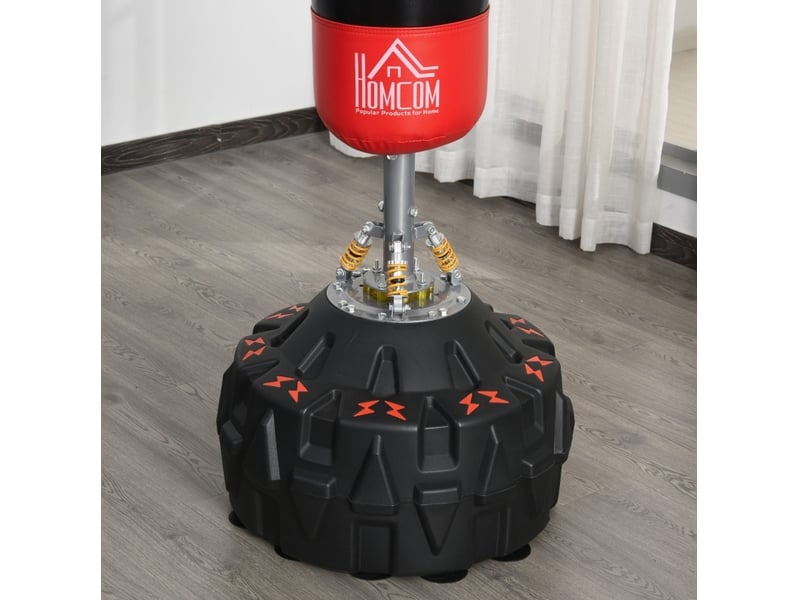 Sac de frappe sur pied 60x60x180 cm avec ventouses polyuréthane (pu) noir et rouge - Conforama C