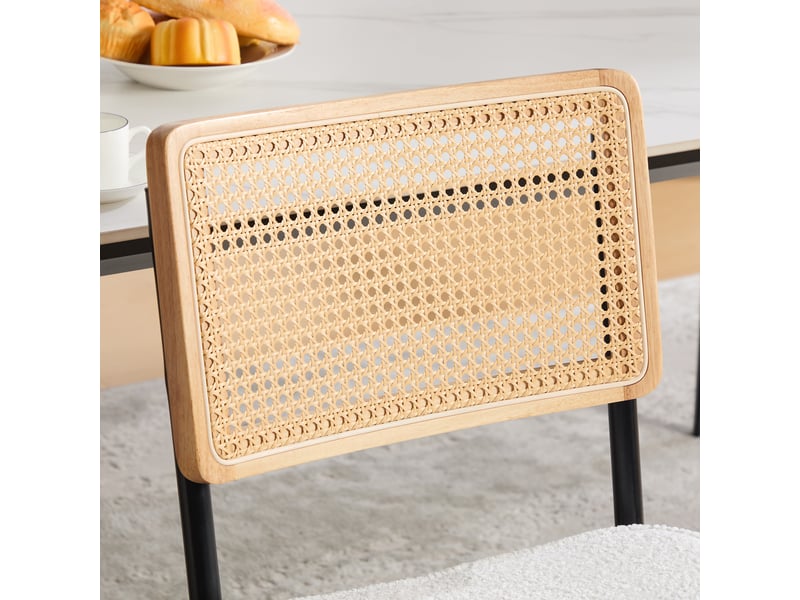  Chaise de salle à manger en tissu chenille et rotin synthétique, pieds en métal W5171P479838 - Conforama D