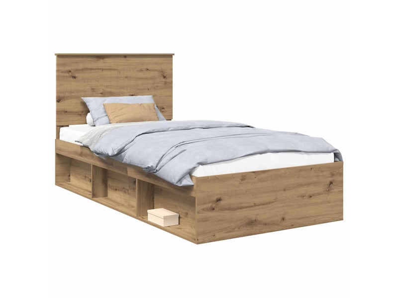  Lit simple- lit adulte -  cadre de lit chêne artisan 100 x 200 cm bois de pin massif  - Conforama A
