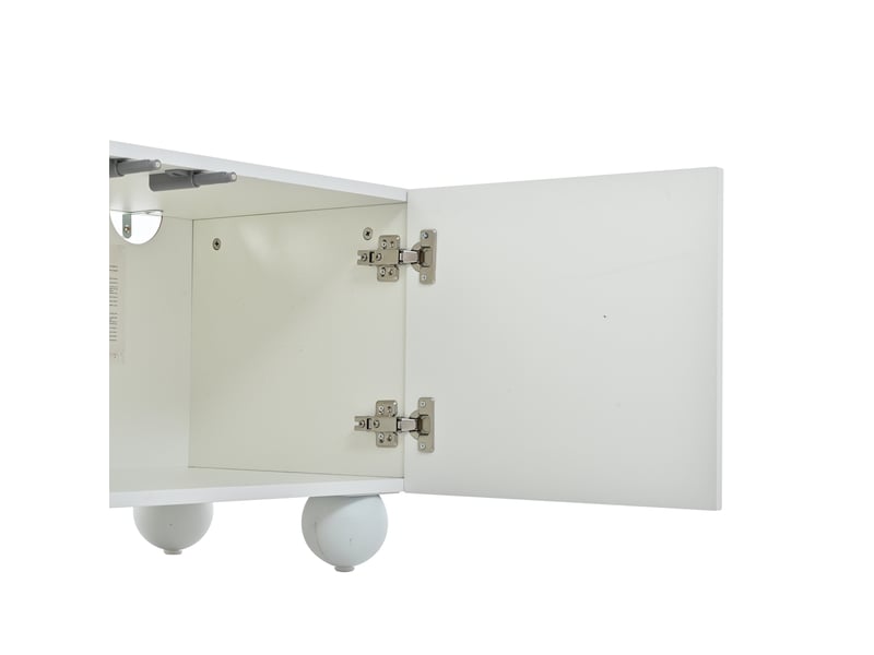  Meuble tv blanc 200x40x44 cm, 3 portes, design imprimé, avec 5 pieds, tv jusqu'à 80 pouces  - Conforama E