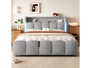 Lit coffre 140x200 cm <strong></strong>  <strong></strong> coloris gris
