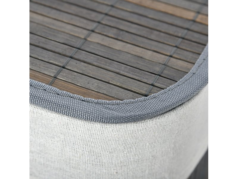  Panier à linge 52x32x63 cm à 2 compartiments, couvercle rabattable avec poignée, bambou, gris  - Conforama D