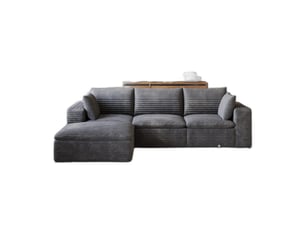 Canapé nuage en velours côtelé gris, 260 cm, double couche, revêtement amovible, sans montage