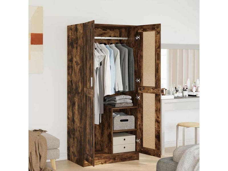  Garde-robe chambre, armoire de rangement chêne fumé 82,5x51,5x180 cm bois d'ingénierie  - Conforama B