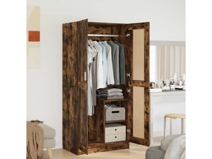 Garde-robe chambre, armoire de rangement chêne fumé 82,5x51,5x180 cm bois d'ingénierie