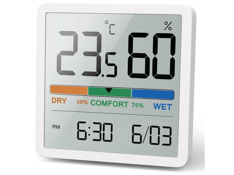  2 pièces petit thermomètre hygromètre intérieur digital à haute précision, indicateur niveau de confort pour bureau  - Conforama A