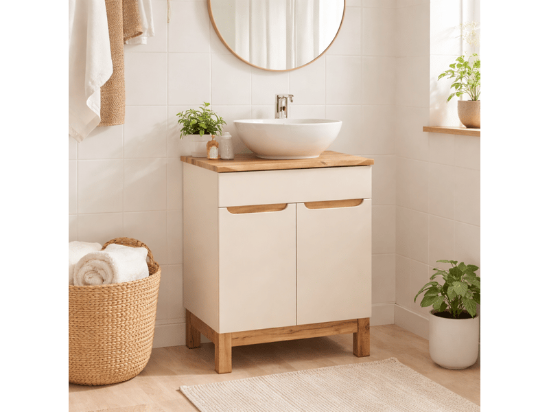  Plan pour vasque natoura 60,6 cm en mdf couleur chêne wotan  - Conforama B