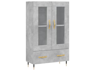 Buffet haut - bahut - meuble de rangement gris béton 69,5x31x115 cm bois d'ingénierie