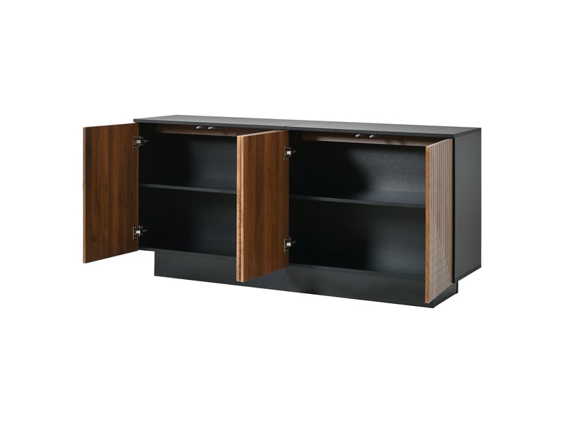  Buffet bas 4 portes, meuble de rangement, noyer, 160 x 40 x 75 cm, mdf et panneaux de particules Fay Lum - Conforama D