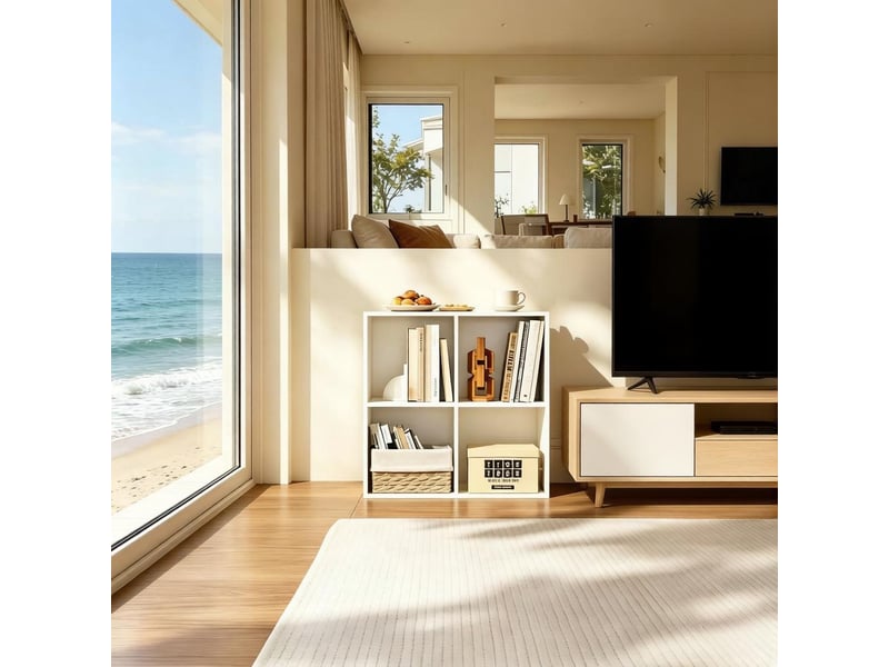  Bibliothèque étagère à 4 cases meuble de rangement blanc T5828P514796 - Conforama B