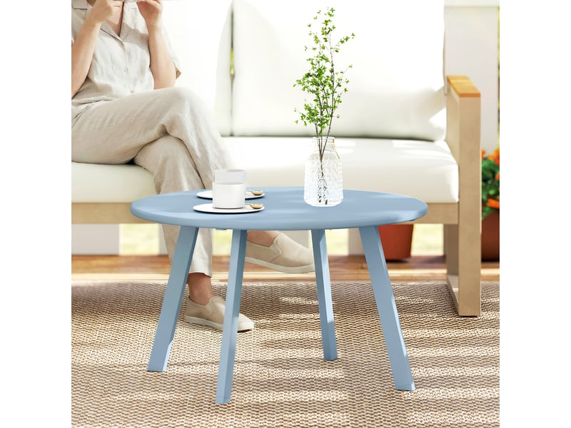  Petite table basse ronde, table d'appoint métal bleu 70x70x42cm  - Conforama C