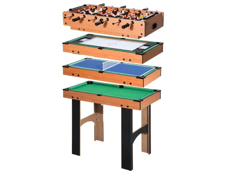 Table de jeu 4 en 1, baby-foot, hockey, ping-pong, billard, multifonction, 87x43x73 cm, loisirs - Conforama A