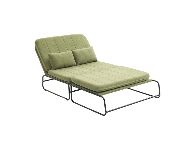  Canapé-lit 2 places 104x85x92 cm convertible avec poches latérales en chenille olive  - Conforama A