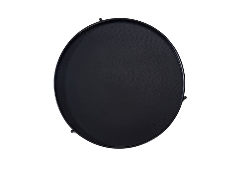  Table basse ronde à deux plateaux de rangement - lpospi - structure en métal, bois massif et mdf noir 69 × 69 × 38 cm  - Conforama E