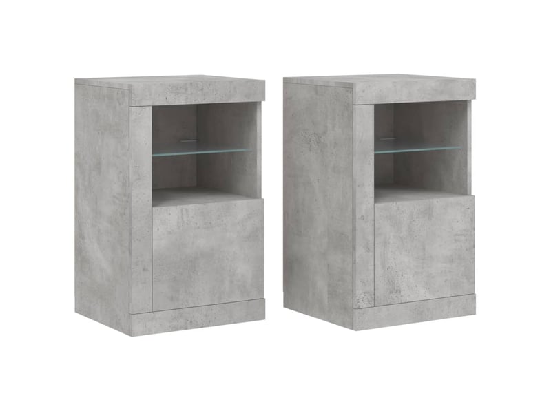 Armoires latérales et lumières led 2 pcs gris béton - Conforama A