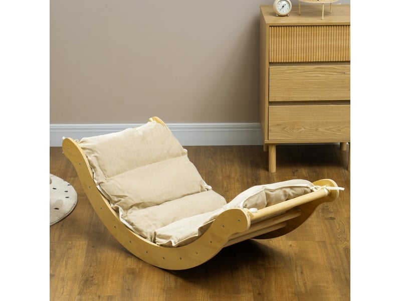  Parcours d'escalade enfant 4-en-1 168x49,5x39,5 cm – bois naturel – rampe réversible avec coussin  - Conforama D