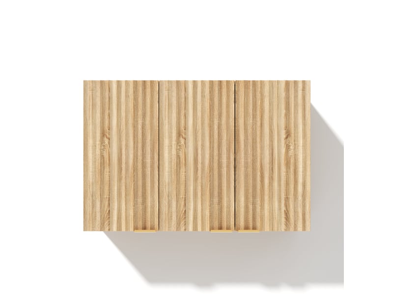  Armoire murale 3 portes rangement mural mdf naturel design moderne pour cuisine salle de bain 90x60 cm  - Conforama A
