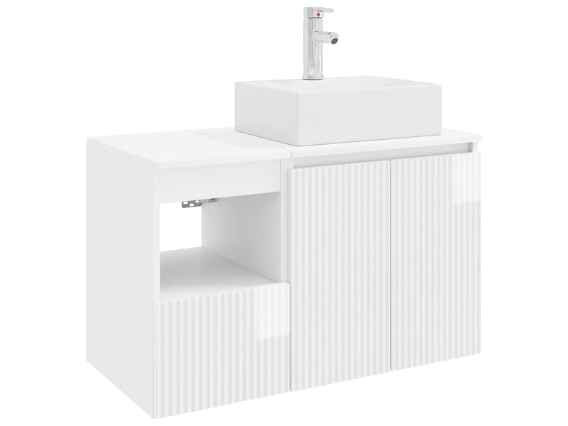 Ensemble de mobilier de salle de bain 2 pc blanc brillant cf64002 - Conforama A