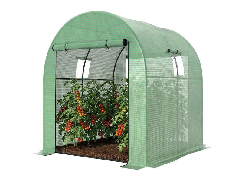  Serre de jardin serre tunnel de jardin 3,24m² pe haute densité 135 gm², avec 2 portes zippées 180 x 180 x 200 cm, vert  - Conforama B