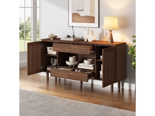 Buffet 2 porte(s) 4 tiroir(s) coloris marron