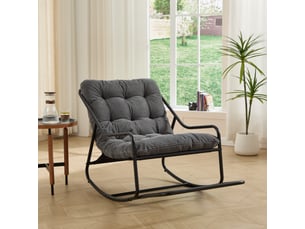 Chaise à bascule d'extérieur en acier avec coussin gris