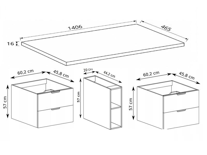 Meuble sous vasque suspendu avec étagère et plan 4t novo l.140 cm effet noyer warmia - Conforama C