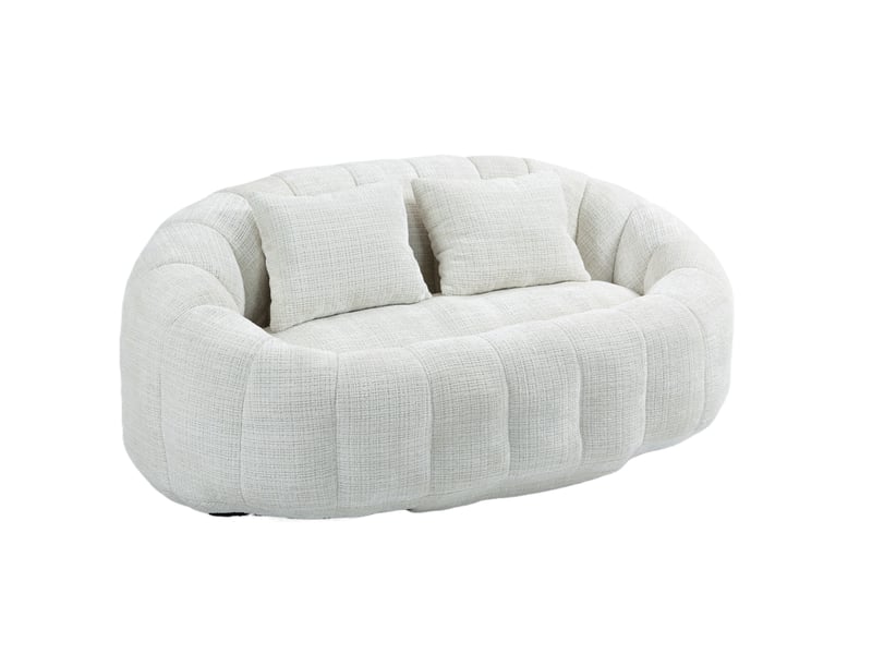 Canapé pouf modenvie 2 places en chenille beige 150 x 95 x 63 cm - Conforama A