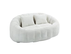 Canapé pouf modenvie 2 places en chenille beige 150 x 95 x 63 cm