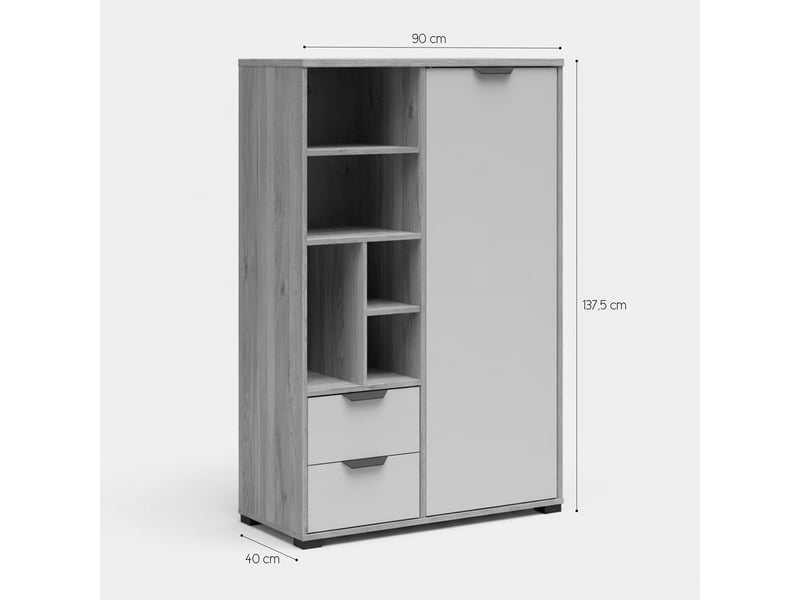  Buffet haut avec 1 porte et 2 tiroirs chuck  - Conforama E